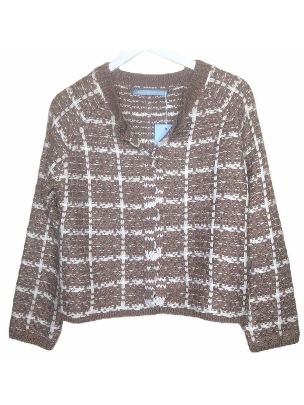 Michelle Nicole Boucle Plaid Snap Front Cardigan SZ S